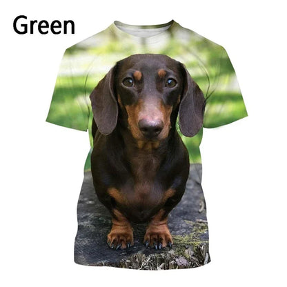 the DACHSHUNDS - Dachshund 3D Printed T-Shirt, Men/Women Summer Funny Dog Graphic T-Shirts, Casual Harajuku Style Kids O-Neck Tee Tops Clothing