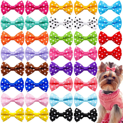 40Pcs Bulk Dog Bows Hair Accessories Pets Grooming Hair Clips Dot Dog Cat Bows Hairpin Girls Barrette for Small Dogs Supplies
