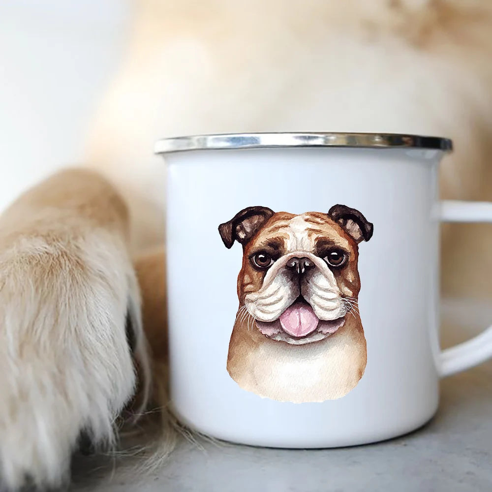 Original Mugs Coffee Cups to Sublimate Cute Dog Printed Enamel Coffee Tea Mugs Office Home Party Beer Drink Cola Cups Travel Cup