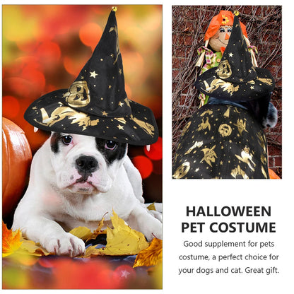 the WIZARD DOG - Pet Clothing - Decoration Cloak Wizard Hat for Cats & Dogs, Costume Party Outfit, Dog Funny Accessories