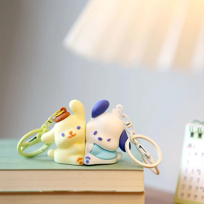 Couples Magnetic Line Puppy Keychain Will Never Leave Cute Dog Key Pendant Kulomi Melody keychain Gift Girl Bag Pendant