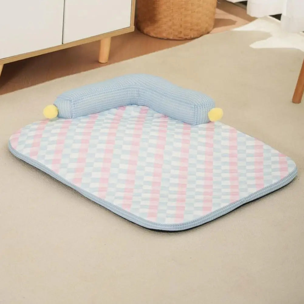 Spring and Summer Upgraded Pillow Sofa Pet Nest, Ice Silk Cat and Dog Cooling Pad, Washable Bottom Waterproof and Anti slip