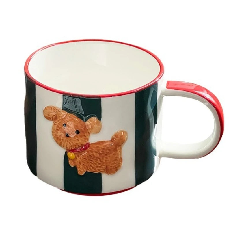 Cartoon Dog Ceramic Mug Animal Shape Kids Breakfast Milk Mugs Coffee Cup Kawaii Cups Birthday Gift Cup Tumbler