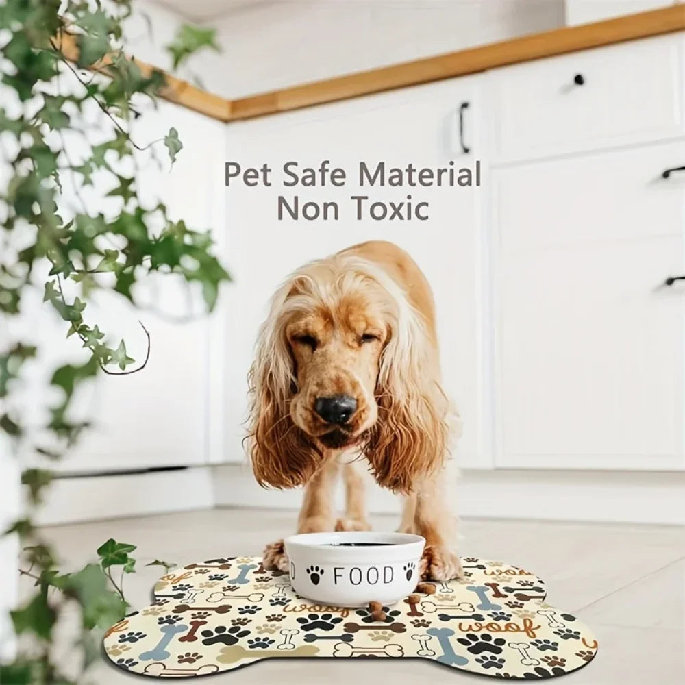 VIKAMA Bone-Shaped Pet Mat Feeding Mat Diatom Mud Carpet Cute Cartoon Floor Mat Waterproof And Dirt-Resistant Home Decoration