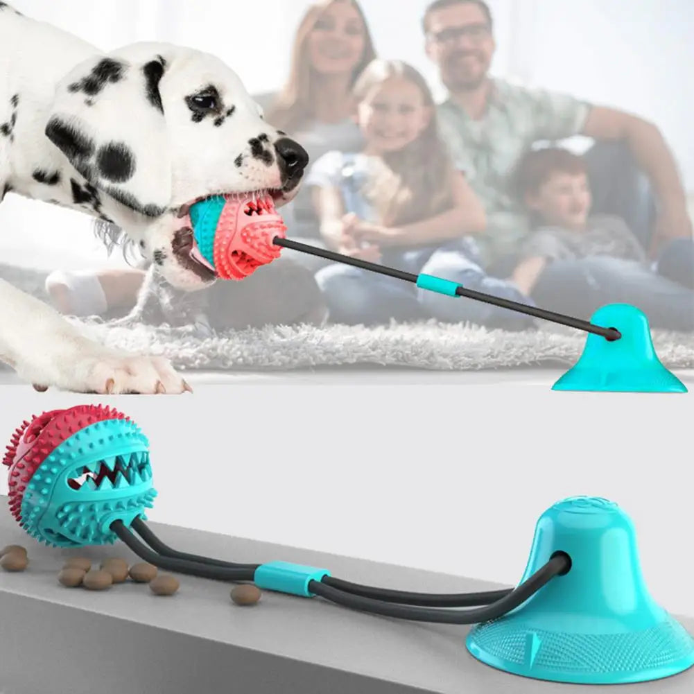 Dog Chew Toys for Aggressive Chewers Interactive Dog Suction Cup Toy Teething Rope Toy Dog Puzzle Treat Food Dispensing Ball Toy