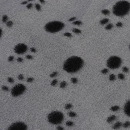 Pet Double-Sided Fleece Blanket Dog Cat Animal Paw Pattern Grey Background Puppy Kitten Bed Sleep Mat Warm Soft Comfort