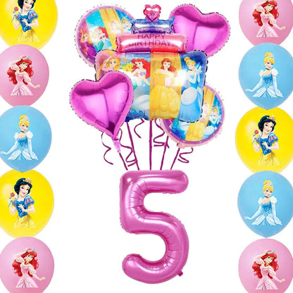 Disney Princess Birthday Decoration Tableware Paper Cups Plates Balloons Tablecloth Backdrop Banner Party Supplies For Baby Kids
