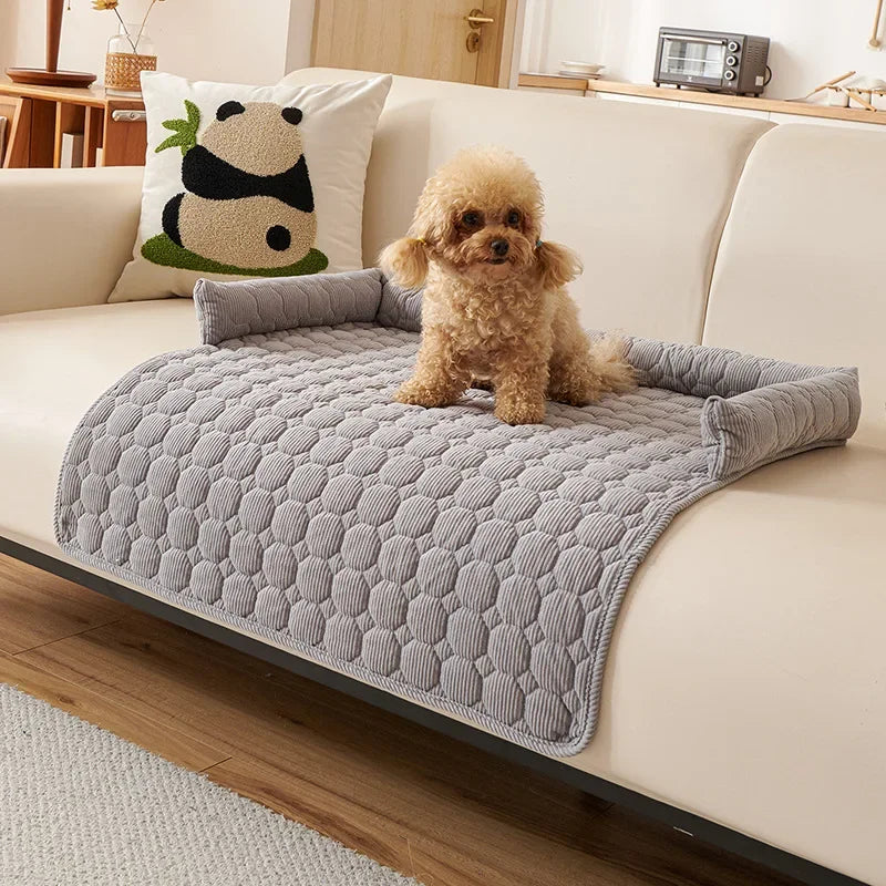 the PAWSOFA COZY COVER - Winter Warm Dog Sofa/Couch Cover, Bed Soft Pet Blanket Pad/Mat for Small Dogs, Pet Accessories, Cat/Dog Durable Blanket Travel & Indoor