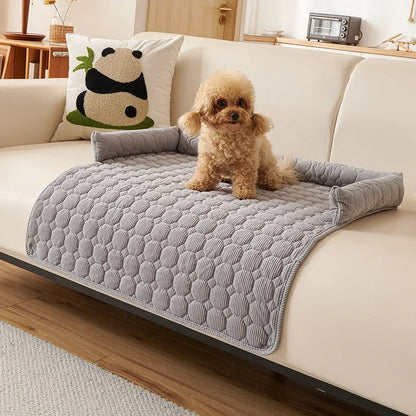 the PAWSOFA COZY COVER - Winter Warm Dog Sofa/Couch Cover, Bed Soft Pet Blanket Pad/Mat for Small Dogs, Pet Accessories, Cat/Dog Durable Blanket Travel & Indoor