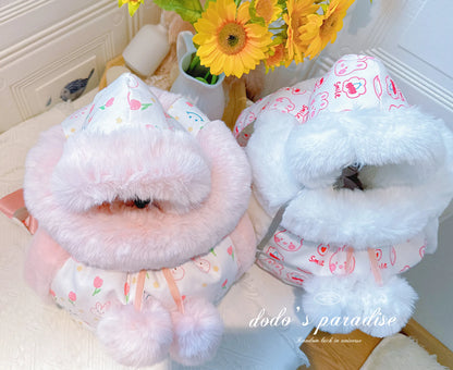 Pet Carriers Travel Products Cat Teddy Puppy Winter Fur Collar Dog Backpack Out  Chest Bag Thickening Warmer  accessories