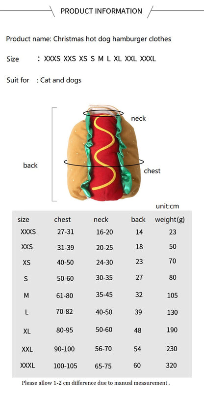 NONOR Pet Costume Hot Dog Shaped Dachshund Sausage Adjustable Clothes Funny Warmer for Puppy Dog Cat Supplies