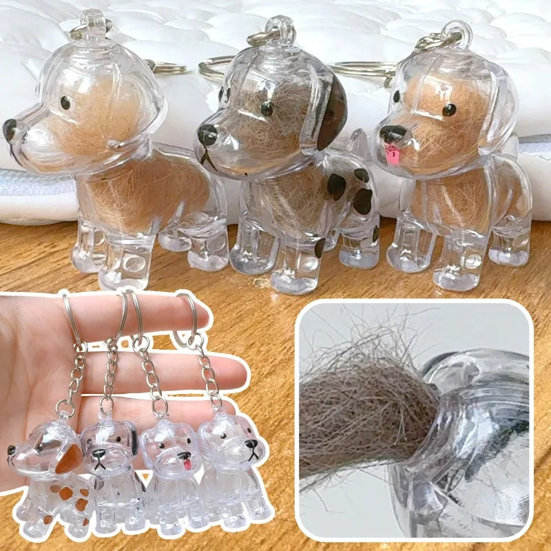 Dog Hair Storage Pendant Keychain Transparent Pet Fur Keepsake Capsule DIY Decoration Memorial Gifts for Pet Lovers Home Display