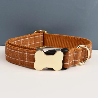 the CUSTOMCREST PLAID COLLAR - Custom Design Logo Plaid Dog Collar, High Quality Cotton Pet Accessories, Personalized, Lead Your Dog - Stand Out in Style