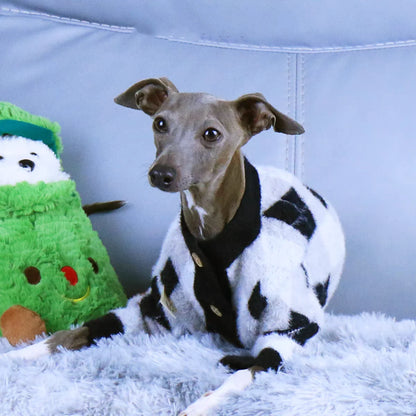 Long Sleeves Cardigan Sweater Jacket for Mid Dogs Warm Black White Plaid Coat for Little Greyhound Whippet in Winter Pet Clothes