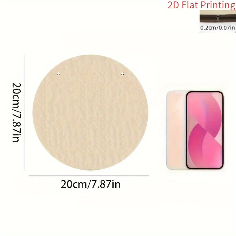 2D Flat, Farmhouse Style Round Wooden Welcome Sign with Dog Paw Print - Rustic Artificial Wood Wall Art for Home, Garden, Cafe,