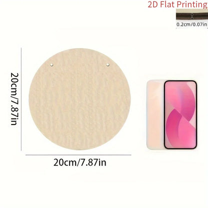 2D Flat, Farmhouse Style Round Wooden Welcome Sign with Dog Paw Print - Rustic Artificial Wood Wall Art for Home, Garden, Cafe,