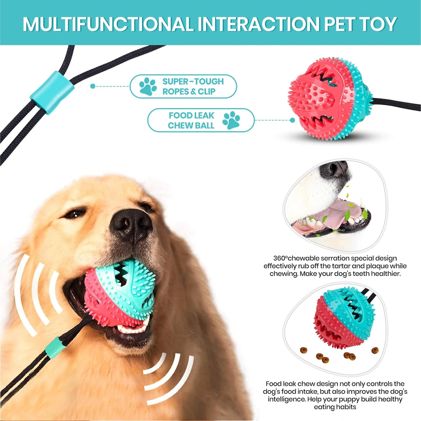 Dog Chew Toys for Aggressive Chewers, Indestructible Tough Squeaky Mental Stimulation Teeth Grinding Interactive Dog Chew Toys