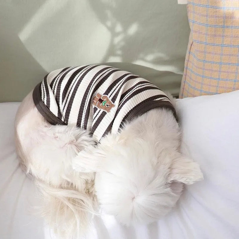 Striped Pet Dog Vest Breathable Dog Clothes Chihuahua Yorkie Clothing  for Small Medium Dogs Cute Puppy T-shirt Pet Supplies