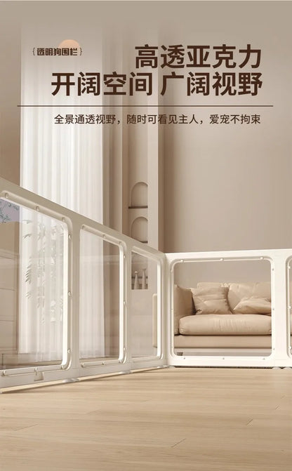 Minimalist Style Pet Supplies Pet Store Doghouse Acrylic Fence Small Pet Dog Interior Decoration Transparent Isolation Pet Bed