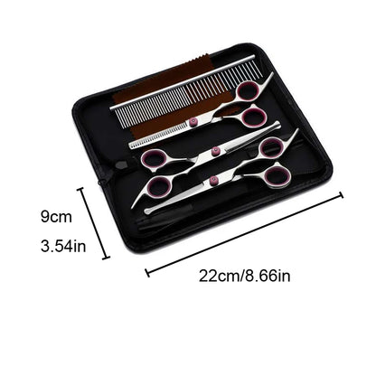 5 in 1 Dog Grooming Scissors Kit for Grooming with Safety Round Tips Stainless Steel Thinning Shears Dog Pet Cat Shears