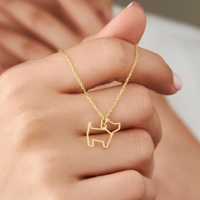 Tiny Dog Pendant Necklaces Stainless Steel Necklaces Chain Necklace for Women Children Gift Jewelry Fashion Necklace