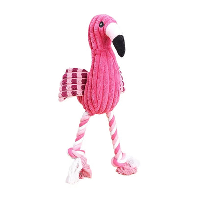 the PINK FLAMINGO - 1PC Cute Flamingo Plush Dog Toys, Funny Interactive Squeaky Chew Ropes, Toys for Small/Large Pets, Teeth Cleaning Supplies