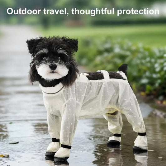 Pet Anti Dust Pants with Boots Waterproof Dog Paw Protector Shoes with Adjustable Suspender for Outdoor for Small for Dogs