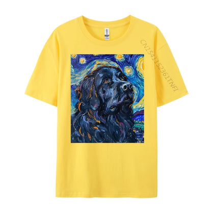 the DOG VAN GOGH - Newfoundland Dog Van Gogh Starry Night Art T-Shirts
