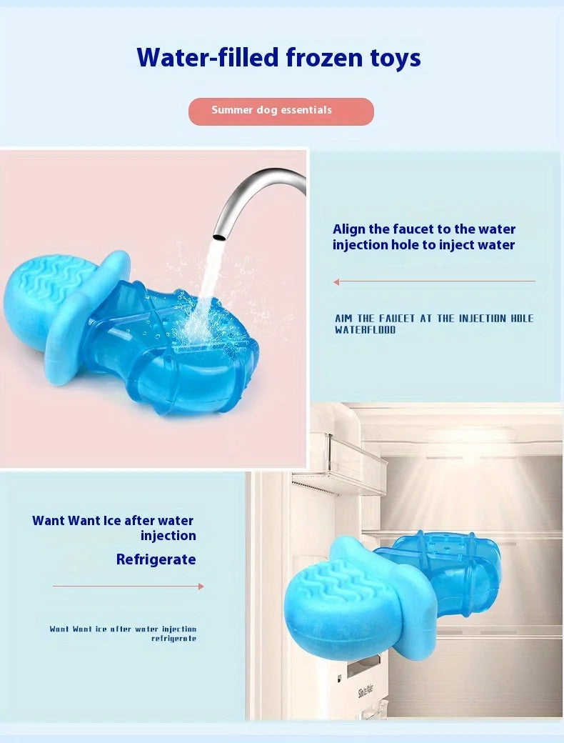 Summer Cool Dog Ice Stick Cooling Pet Supplies Water Injection Frozen Popsicle Dog Teething Toy Set