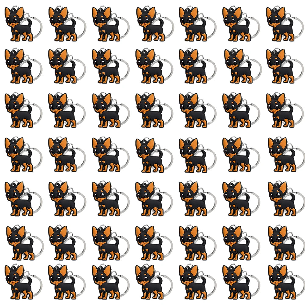 50PCS Cute Animal Keychain knife Ducks Dogs Cats Keyring for Women Men Kids Handbag Cool Car Key Accessories Friends Key Gifts