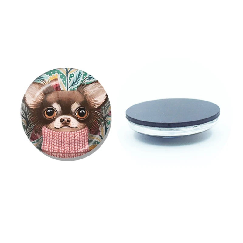 New Chihuahua Magnet Fridge Stickers Decoration Home Refrigerator Decor Glass Dome Crystal Souvenir