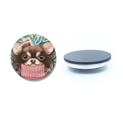 New Chihuahua Magnet Fridge Stickers Decoration Home Refrigerator Decor Glass Dome Crystal Souvenir