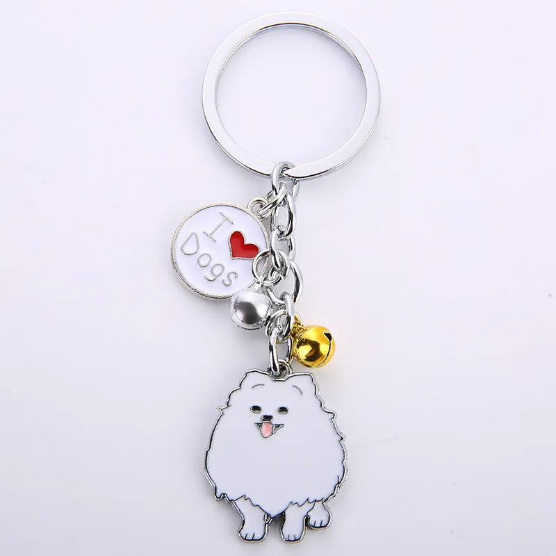 New Popular Cute Metal Dog Key Chain Car For Women Pendant Pet Dog Bell Keychains Jewelry Car Key Ring Party Gift K5222