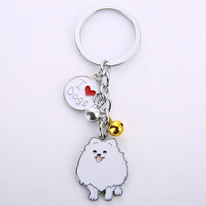 New Popular Cute Metal Dog Key Chain Car For Women Pendant Pet Dog Bell Keychains Jewelry Car Key Ring Party Gift K5222