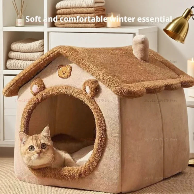 Enclosed Kennel with Dirt Resistance Durable Comfortable Cat House Villa Detachable Washable for All Seasons Indoor Outdoor Use
