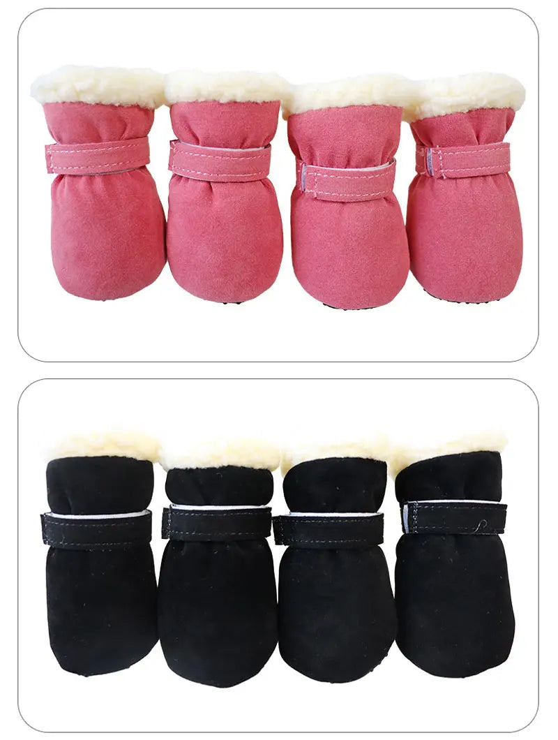 the SNOW DOG SLIPPERS - 4PCS Winter Waterproof Warm Non-Slip Snow Boots for Small Breeds Dogs, Puppy Outdoor Walking Dog Socks, Bootie Pet Paw Care