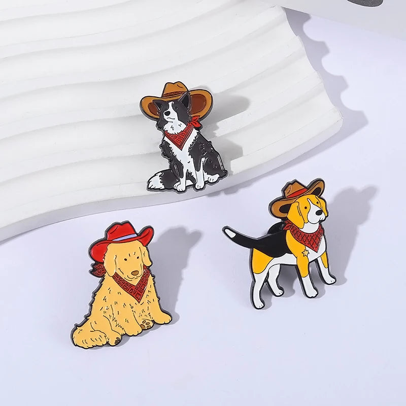 Cute Golden Retriever Border Collie Beagle Collie Enamel Pin Cartoon Pet Dog Animal Brooch Lapel Badge Jewelry Gifts For Friends