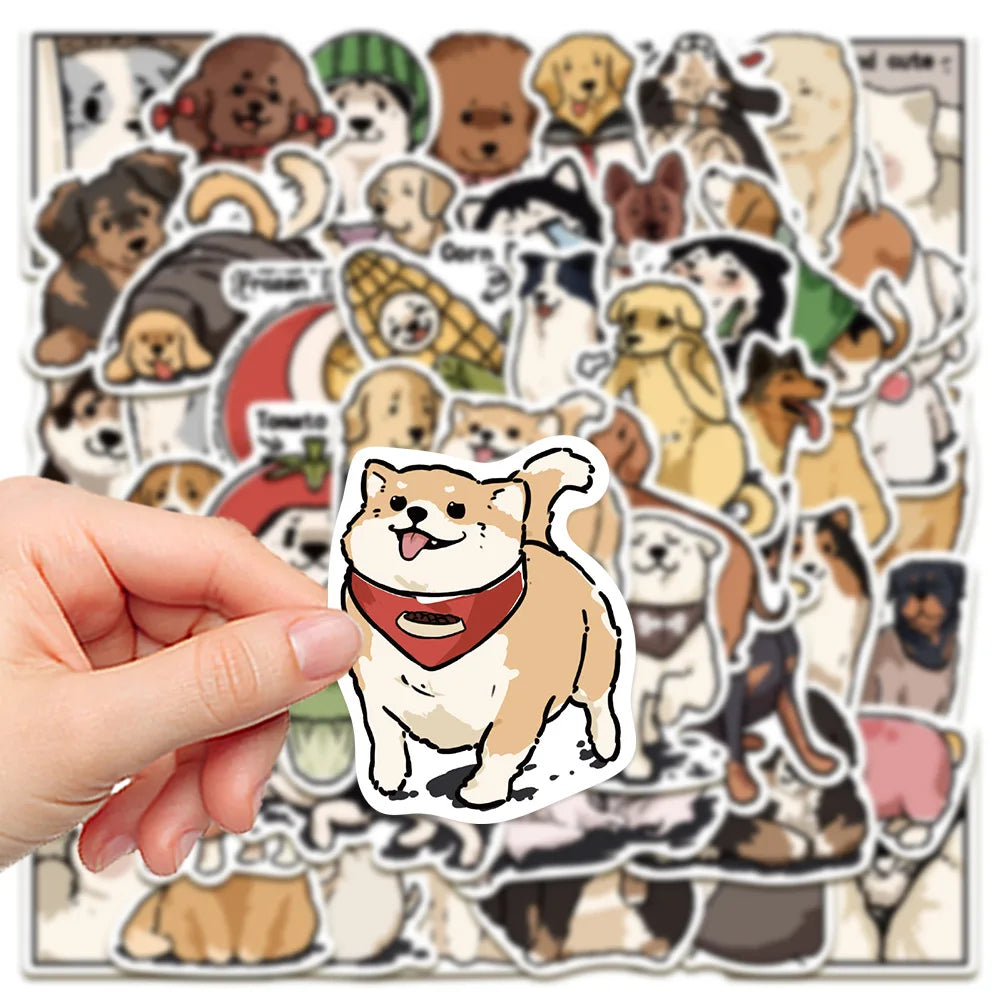 50PCS Cartoon Cute Dog Graffiti Stickers Waterproof Decals for Laptops Skateboards Guitars Luggage Phones Scrapbook