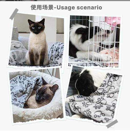 Soft Fluffy High Quality Pet Blanket Cute Paw Print Dog Blanket Pet Mat Warm and Comfortable Blanket for Cat Dogs