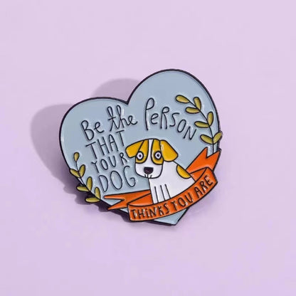 Puppy Heart Shape Enamel Pins Funny Dog Person Brooches Lapel Badges Backpack Clothes Animals Pet Jewelry Pin Gifts for Friends