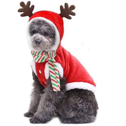 the YULEPAW WINTER COAT - Dog Christmas Clothes, Winter Warm Pet Clothes for Small/Medium Dogs, Elk Santa Claus Dog/Cats Coat Hoodies, Christmas Dogs Costume