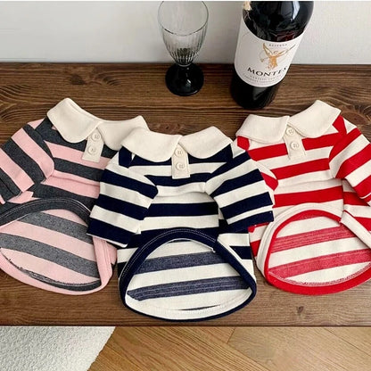 Dog Clothes Schnauzer Chihuahua Yorkie Polo Shirt Summer Dress Striped Pet T-Shirt Dog Costume Soft Pullover Suit for Dog Puppy