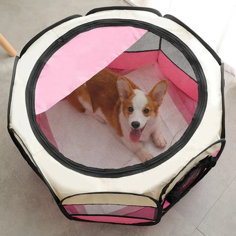 the DOGGY PLAYPEN - Portable Foldable Pet Tent Kennel, Octagonal Fence Puppy Shelter, Easy to Use Outdoor Easy Operation Large Dog Cages, Cat Fences