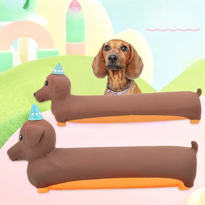 Dog Chew Toy Silicone Simulated Dachshund Modeling Squeaky Interactive Puppy Toy Bite Resistant Dog Accessories