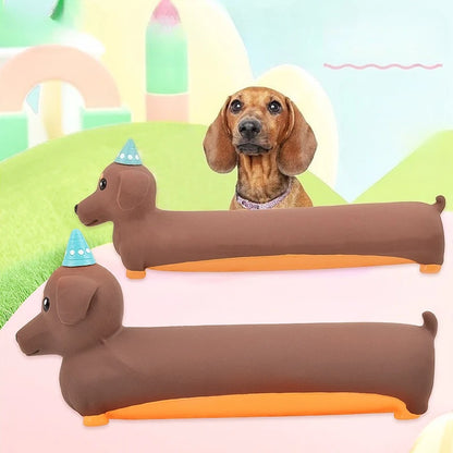 Dog Chew Toy Silicone Simulated Dachshund Modeling Squeaky Interactive Puppy Toy Bite Resistant Dog Accessories