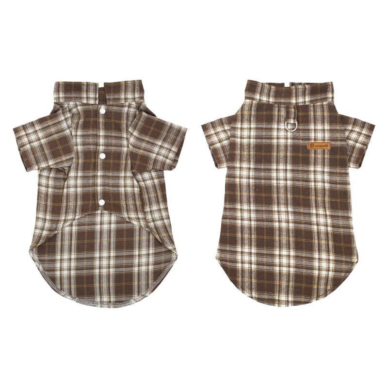 British Style Cat Dog Shirt Spring Summer Pet Clothes with D-ring for Small Dogs Cats Shiba Inu Corgi Puppy Clothing Outfits