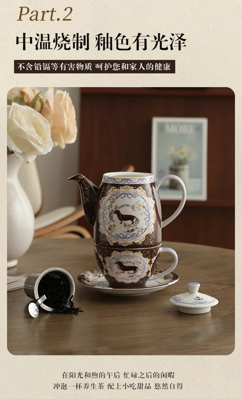 London Pottery 300ML Animal dog mug dish ceramics coffee cup tea Pair pottery tea cup set porcelain Cups for girlfriend gift