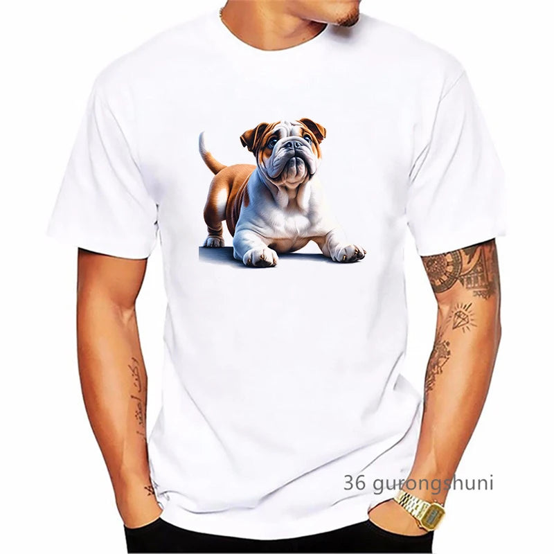 the BRITISH BULLDOG - British Bulldog Dog Animal Printed T-Shirt, Summer Fashion Short Sleeve T-Shirt