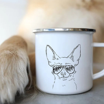 Personalized Mug Coffee Cups Funny Glasses Dog Print Coffee Mugs Sketch Bulldog Creative Enamel Cups Beer Cup Unusual Tea Cup