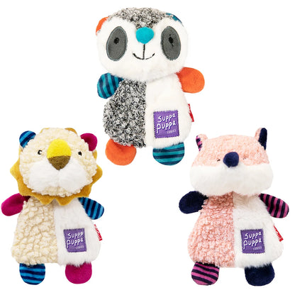 Gigwi Suppa Puppa Series Dog Toy Rattle Paper Teeth Sound Plush teeth cleaning dog bite resistant toy raccoon/Lion/fox Washable